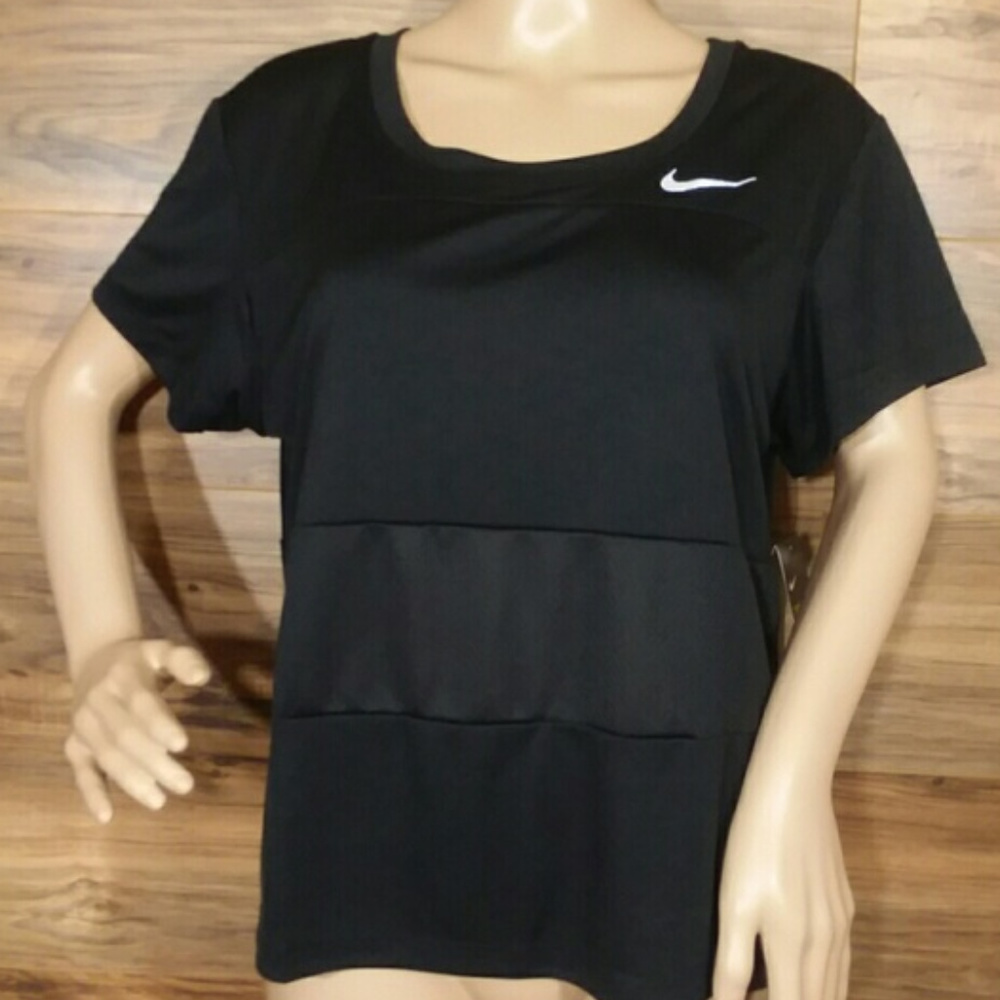 NWT Nike Running Dri Fit Black Mesh Tee Shirt